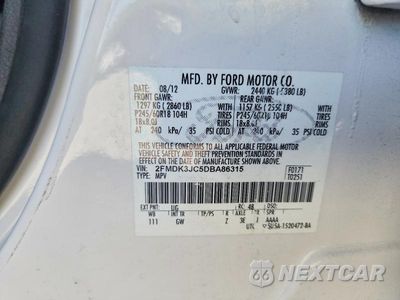 Zdjęcie 12 z 12 samochodu: 2013 FORD EDGE SEL VIN:2FMDK3JC5DBA86315 - miniatura