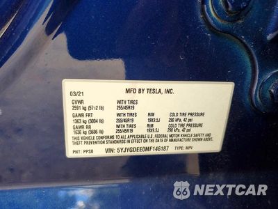 Zdjęcie 13 z 13 samochodu: 2021 TESLA MODEL Y VIN:5YJYGDEE0MF146187 - miniatura