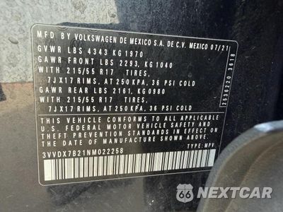 Zdjęcie 10 z 14 samochodu: 2022 VOLKSWAGEN TAOS S VIN:3VVDX7B21NM022258 - miniatura