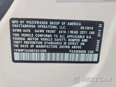 Zdjęcie 12 z 12 samochodu: 2014 VOLKSWAGEN PASSAT SE VIN:1VWBP7A33EC021305 - miniatura