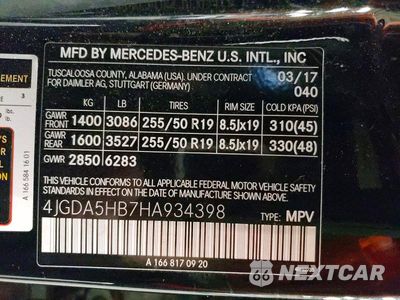 Zdjęcie 13 z 13 samochodu: 2017 MERCEDES-BENZ GLE 350 4MATIC VIN:4JGDA5HB7HA934398 - miniatura