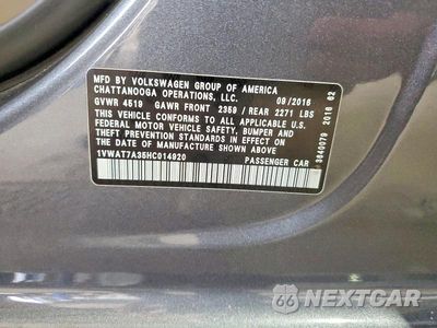 Zdjęcie 12 z 12 samochodu: 2017 VOLKSWAGEN PASSAT S VIN:1VWAT7A35HC014920 - miniatura