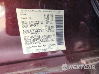 Zdjęcie 14 z 14 samochodu: 2013 NISSAN ARMADA SV VIN:5N1AA0NC7DN605996 - miniatura