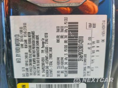 Zdjęcie 12 z 12 samochodu: 2019 FORD FUSION SEL VIN:3FA6P0CD2KR142010 - miniatura