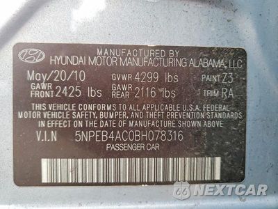 Zdjęcie 12 z 12 samochodu: 2011 HYUNDAI SONATA GLS VIN:5NPEB4AC0BH078316 - miniatura