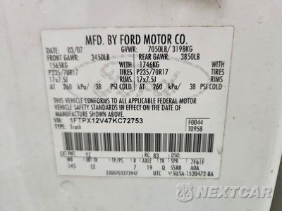 Zdjęcie 13 z 13 samochodu: 2007 FORD F150 VIN:1FTPX12V47KC72753 - miniatura