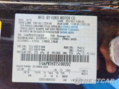 Zdjęcie 12 z 12 samochodu: 2026 FORD MUSTANG VIN:1FA6P8TH2T5100202 - miniatura