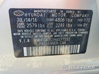 Zdjęcie 12 z 12 samochodu: 2017 HYUNDAI AZERA BASE VIN:KMHFG4JG1HA577551 - miniatura