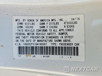 Zdjęcie 12 z 12 samochodu: 2016 HONDA ACCORD SPORT VIN:1HGCR2F51GA188597 - miniatura