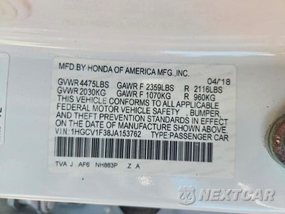 Zdjęcie 12 z 12 samochodu: 2018 HONDA ACCORD SPORT VIN:1HGCV1F38JA153762 - miniatura