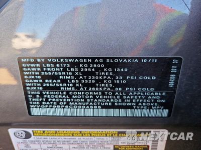 Zdjęcie 13 z 13 samochodu: 2012 VOLKSWAGEN TOUAREG V6 VIN:WVGFF9BP6CD004585 - miniatura