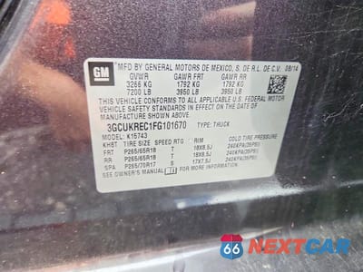 Zdjęcie 12 z 12 samochodu: 2015 CHEVROLET SILVERADO K1500 LT VIN:3GCUKREC1FG101670 - miniatura