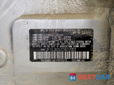 Zdjęcie 12 z 12 samochodu: 2012 SUBARU IMPREZA PREMIUM VIN:JF1GJAC62CH012003 - miniatura
