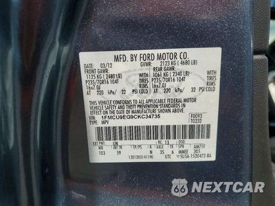 Zdjęcie 13 z 13 samochodu: 2012 FORD ESCAPE LIMITED VIN:1FMCU9EG9CKC34735 - miniatura