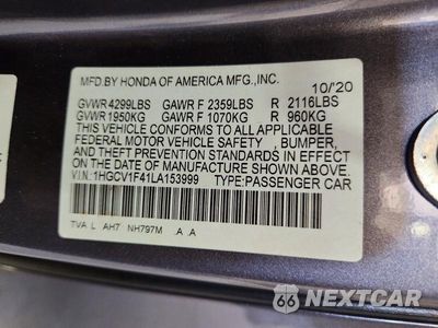 Zdjęcie 12 z 12 samochodu: 2020 HONDA ACCORD EX VIN:1HGCV1F41LA153999 - miniatura