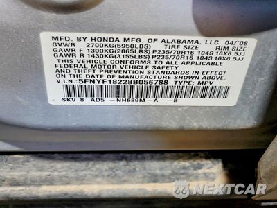 Zdjęcie 13 z 13 samochodu: 2008 HONDA PILOT EX VIN:5FNYF18228B056788 - miniatura