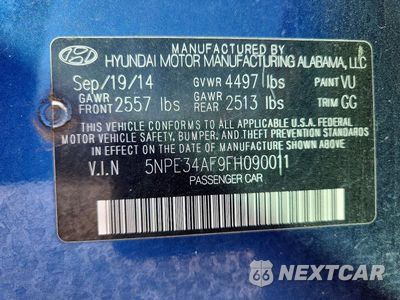Zdjęcie 12 z 12 samochodu: 2015 HYUNDAI SONATA LIMITED VIN:5NPE34AF9FH090011 - miniatura