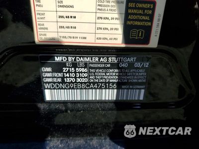 Zdjęcie 12 z 12 samochodu: 2012 MERCEDES-BENZ S 550 4MATIC VIN:WDDNG9EB8CA475156 - miniatura