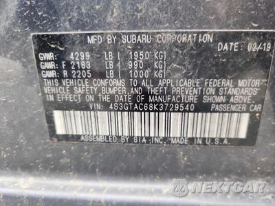 Zdjęcie 13 z 13 samochodu: 2019 SUBARU IMPREZA PREMIUM VIN:4S3GTAC68K3729540 - miniatura