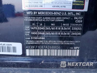 Zdjęcie 13 z 13 samochodu: 2007 MERCEDES-BENZ GL 450 4MATIC VIN:4JGBF71E87A268806 - miniatura