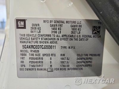 Zdjęcie 13 z 13 samochodu: 2012 BUICK ENCLAVE VIN:5GAKRCED7CJ203611 - miniatura