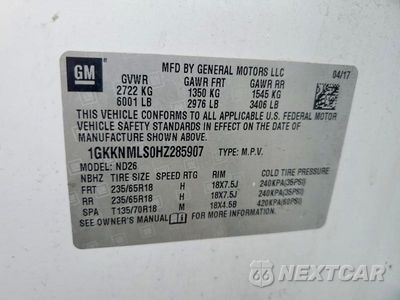 Zdjęcie 13 z 13 samochodu: 2017 GMC ACADIA SLT-1 VIN:1GKKNMLS0HZ285907 - miniatura