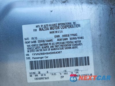 Zdjęcie 12 z 12 samochodu: 2010 MAZDA 6 I VIN:1YVHZ8BH9A5M54367 - miniatura