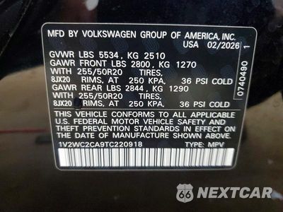 Zdjęcie 13 z 13 samochodu: 2026 VOLKSWAGEN ATLAS CROSS SPORT SE VIN:1V2WC2CA9TC220918 - miniatura