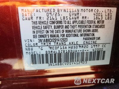 Zdjęcie 12 z 12 samochodu: 2025 NISSAN SENTRA SV VIN:3N1AB8CV2SY412923 - miniatura