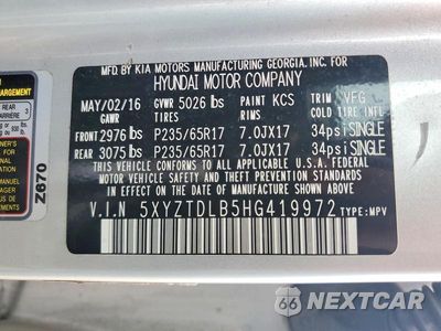 Zdjęcie 13 z 13 samochodu: 2017 HYUNDAI SANTA FE SPORT 2.4L VIN:5XYZTDLB5HG419972 - miniatura