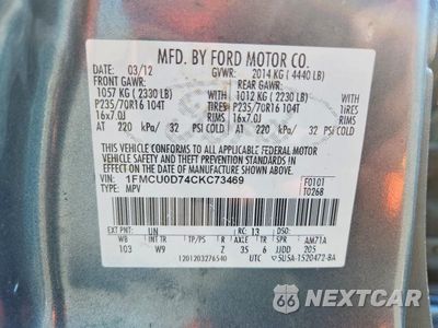 Zdjęcie 12 z 12 samochodu: 2012 FORD ESCAPE XLT VIN:1FMCU0D74CKC73469 - miniatura