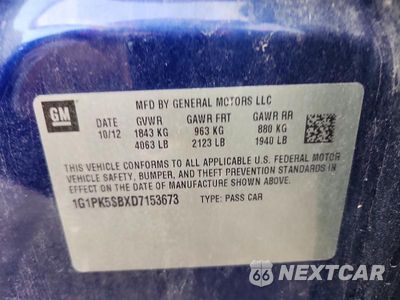 Zdjęcie 12 z 12 samochodu: 2013 CHEVROLET CRUZE LT VIN:1G1PK5SBXD7153673 - miniatura