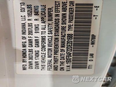 Zdjęcie 12 z 12 samochodu: 2013 HONDA CIVIC HYBRID VIN:19XFB4F22DE201688 - miniatura