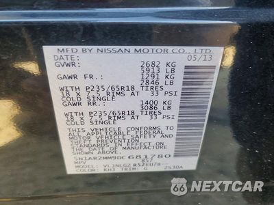 Zdjęcie 12 z 12 samochodu: 2013 NISSAN PATHFINDER S VIN:5N1AR2MM9DC681780 - miniatura