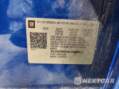 Zdjęcie 12 z 12 samochodu: 2019 CHEVROLET CRUZE LT VIN:3G1BE6SM6KS593820 - miniatura