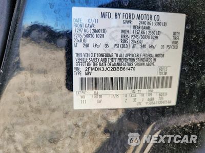 Zdjęcie 12 z 12 samochodu: 2011 FORD EDGE SEL VIN:2FMDK3JC2BBB61470 - miniatura