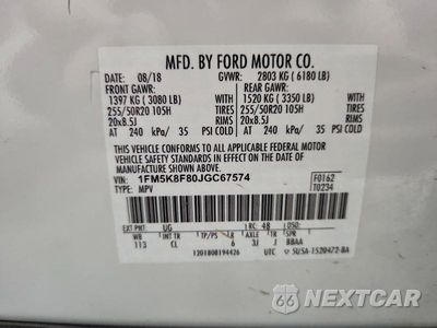 Zdjęcie 14 z 14 samochodu: 2018 FORD EXPLORER LIMITED VIN:1FM5K8F80JGC67574 - miniatura