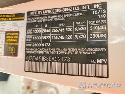 Zdjęcie 13 z 13 samochodu: 2014 MERCEDES-BENZ ML 350 VIN:4JGDA5JB8EA321731 - miniatura