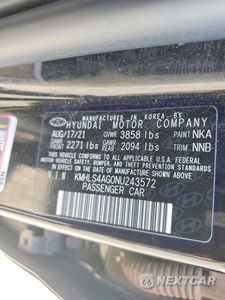 Zdjęcie 12 z 12 samochodu: 2022 HYUNDAI ELANTRA SEL VIN:KMHLS4AG0NU243572 - miniatura