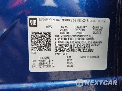 Zdjęcie 12 z 12 samochodu: 2023 CHEVROLET EQUINOX PREMIER VIN:3GNAXXEG0PL111683 - miniatura