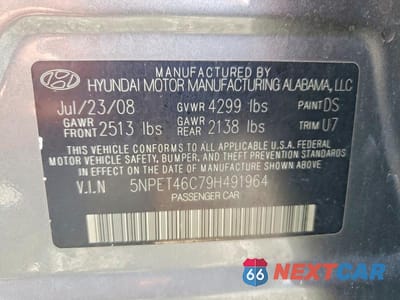 Zdjęcie 12 z 12 samochodu: 2009 HYUNDAI SONATA GLS VIN:5NPET46C79H491964 - miniatura
