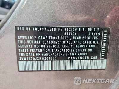 Zdjęcie 12 z 12 samochodu: 2013 VOLKSWAGEN JETTA BASE VIN:3VW1K7AJ2DM261886 - miniatura