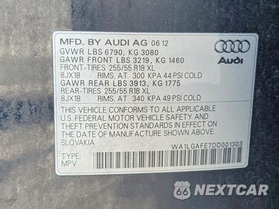 Zdjęcie 13 z 13 samochodu: 2013 AUDI Q7 PREMIUM PLUS VIN:WA1LGAFE7DD001303 - miniatura