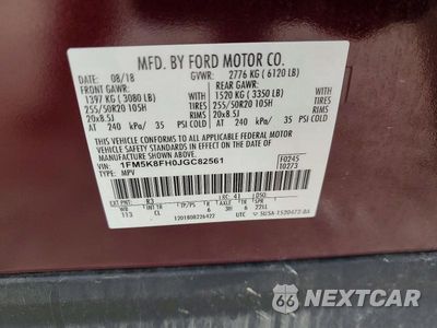 Zdjęcie 13 z 13 samochodu: 2018 FORD EXPLORER LIMITED VIN:1FM5K8FH0JGC82561 - miniatura