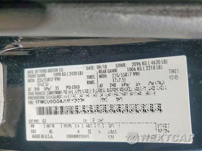 Zdjęcie 12 z 12 samochodu: 2018 FORD ESCAPE SE VIN:1FMCU0GD4JUD52000 - miniatura