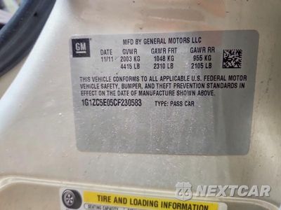 Zdjęcie 12 z 12 samochodu: 2012 CHEVROLET MALIBU 1LT VIN:1G1ZC5E05CF230583 - miniatura