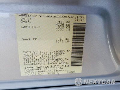 Zdjęcie 12 z 12 samochodu: 2016 NISSAN ALTIMA 2.5 S VIN:1N4AL3AP3GN327293 - miniatura