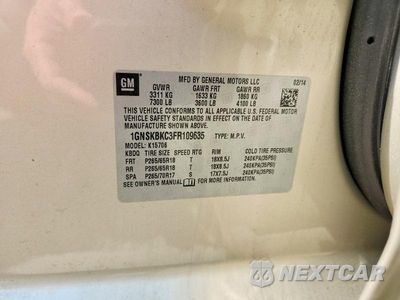 Zdjęcie 13 z 13 samochodu: 2015 CHEVROLET TAHOE K1500 LT VIN:1GNSKBKC3FR109635 - miniatura