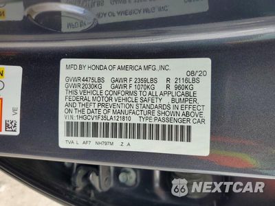 Zdjęcie 13 z 13 samochodu: 2020 HONDA ACCORD SPORT VIN:1HGCV1F35LA121810 - miniatura