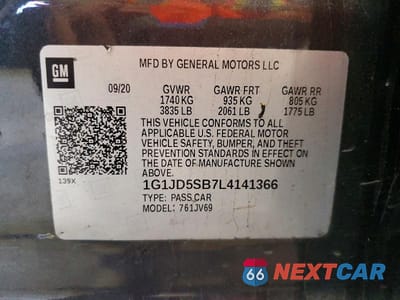 Zdjęcie 13 z 13 samochodu: 2020 CHEVROLET SONIC LT VIN:1G1JD5SB7L4141366 - miniatura